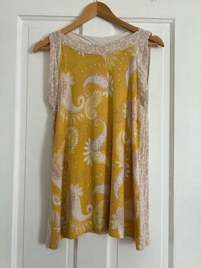 Rose & Olive Boho Paisley Tank Top Mustard Yellow Size L